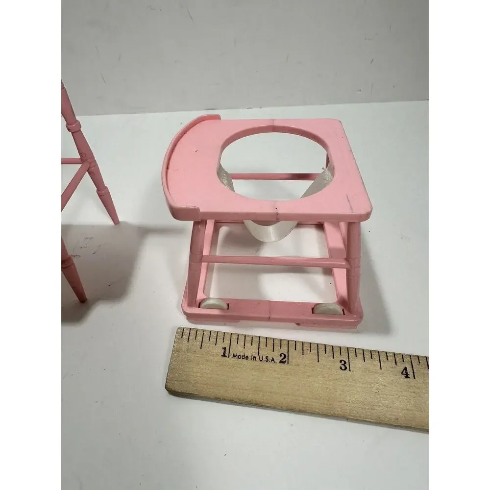 VTG 1988 Galoob Bouncin Baby Doll Pink Plastic Walker‎ w/ wheels + Chair